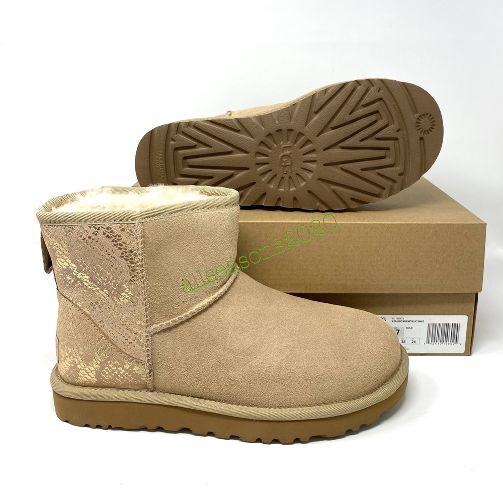 UGG Classic Mini Women’s Boots Metallic Shake Gold - Picture 9 of 11